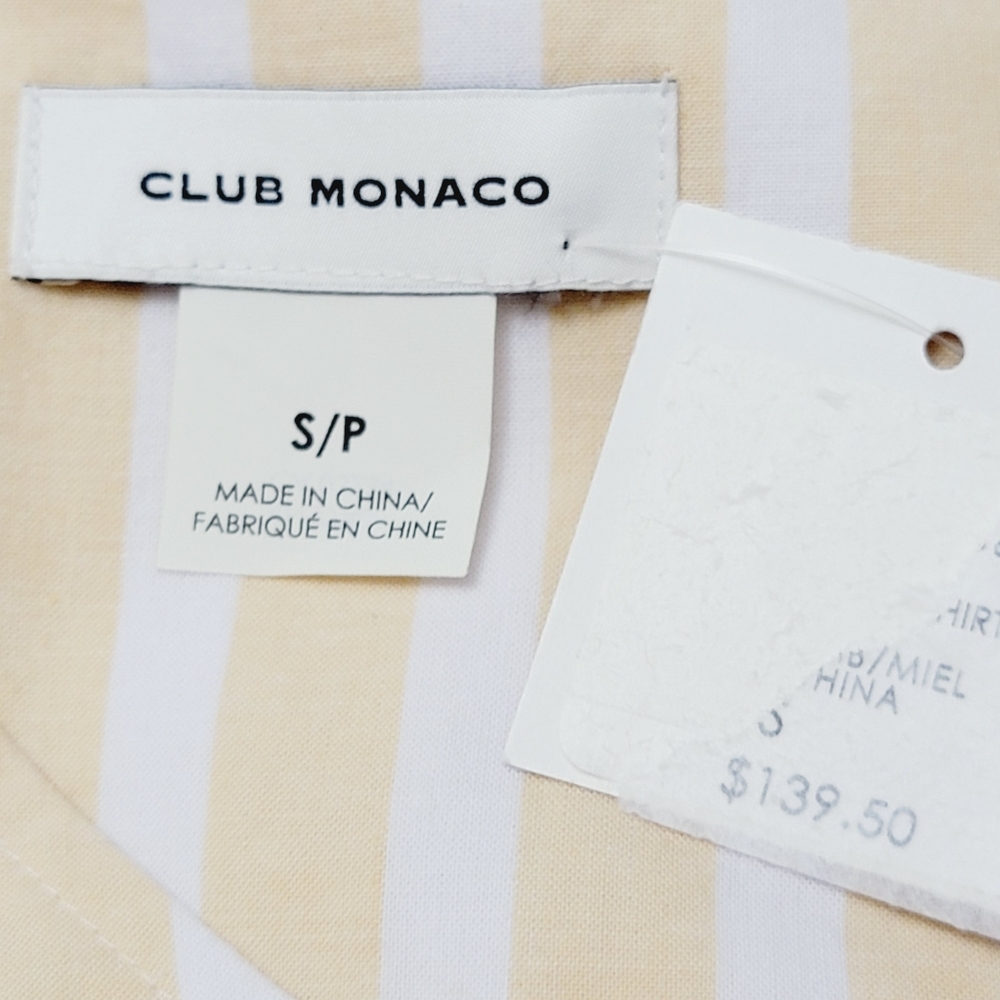 Club Monaco Easy Popover Striped Shirt in Honey Multi - Picture 6 of 7